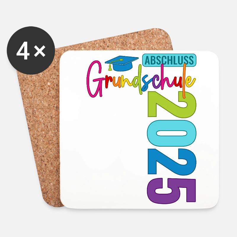 Grundschule Abschluss 2025 - Untersetzer (4er-Set) - Weiß