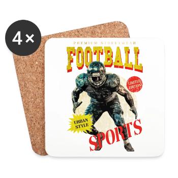 American Football Spieler USA Amerika Sport Retro - Untersetzer (4er-Set) - Weiß - Vorne