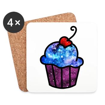 Cupcake cosmique - Dessous de verre (lot de 4) - blanc - Devant