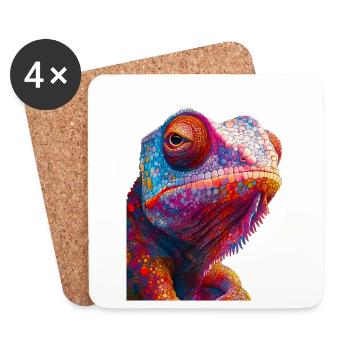 Caméléon - Dessous de verre (lot de 4) - blanc - Devant