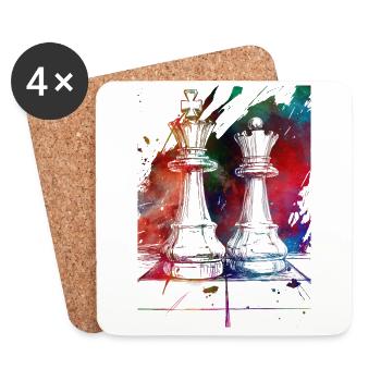 Pions d’échecs Sport - Dessous de verre (lot de 4) - blanc - Devant