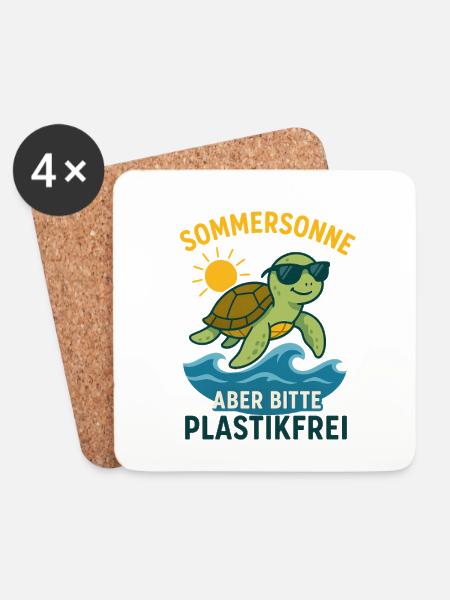 Sommersonne - aber bitte Plastikfrei - Untersetzer (4er-Set) - Weiß