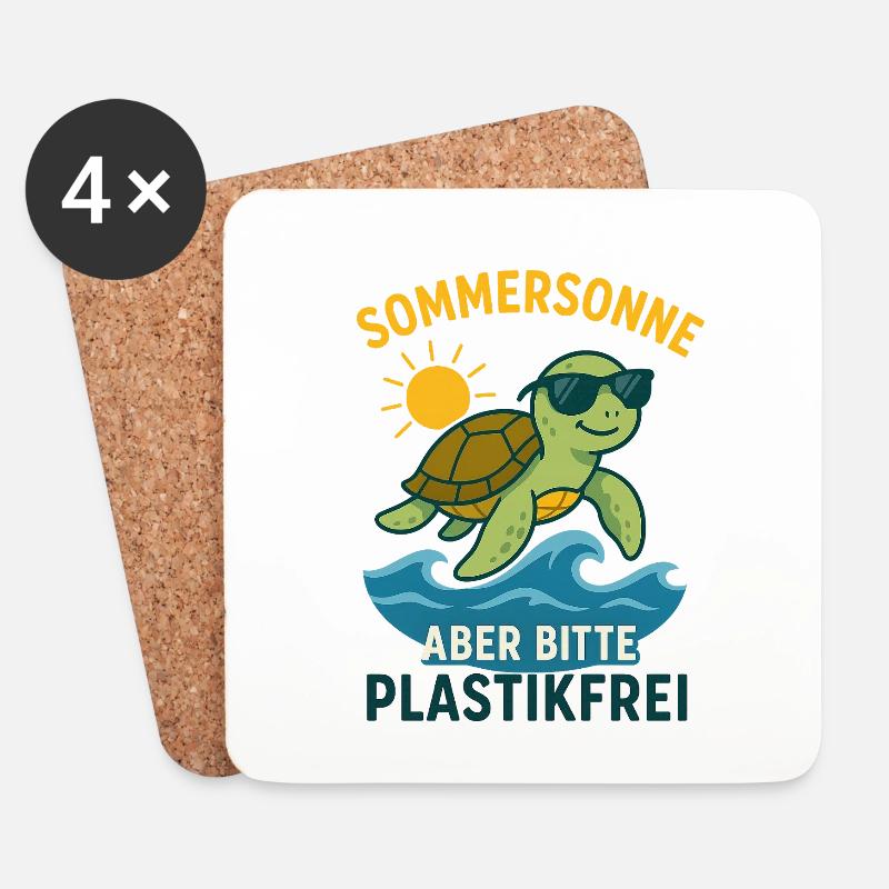 Sommersonne - aber bitte Plastikfrei - Untersetzer (4er-Set) - Weiß