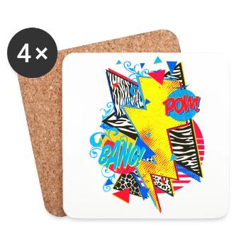 Blitz (Pop Art, Comic) - Coasters (set of 4) - white - Front