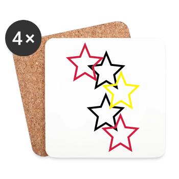 Outlined Stars Three Colors - Coasters (set of 4) - white - Front