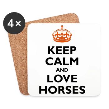 Keep Calm & Love Horses - Untersetzer (4er-Set) - Weiß - Vorne