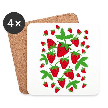 Fraises Fraises - Dessous de verre (lot de 4) - blanc - Devant