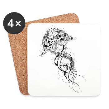 An artisticly decorated jellyfish - Coasters (set of 4) - white - Front
