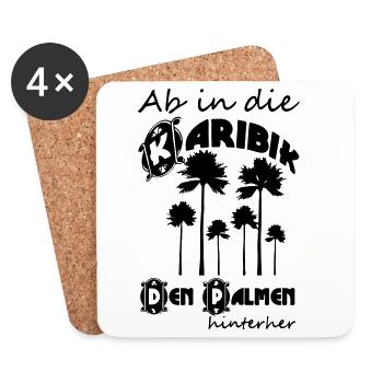 Ab in die Karibik Urlaub Geschenk - Untersetzer (4er-Set) - Weiß - Vorne