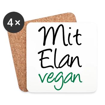 Mit Elan vegan Veganer, Geschenk, Spruch, Fun - Untersetzer (4er-Set) - Weiß - Vorne