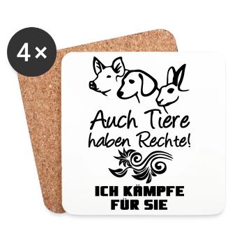 Tiere Tier Rechte Tierschutz vegan Geschenk - Untersetzer (4er-Set) - Weiß - Vorne
