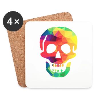 Colourful skull - Coasters (set of 4) - white - Front