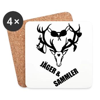 56 Hirsch Jäger & Sammler Macho Hirschgeweih - Untersetzer (4er-Set) - Weiß - Vorne