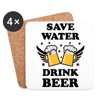 47 Save Water Drink Beer funny humor - Untersetzer (4er-Set) - Weiß - Vorne