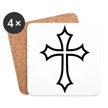 05 Gothic Cross Kreuz Jesus Christ Kirche Symbol - Untersetzer (4er-Set) - Weiß - Vorne