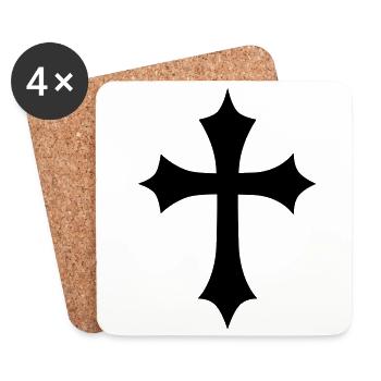 06 Gothic Cross Kreuz Jesus Christ Gottes Symbol - Untersetzer (4er-Set) - Weiß - Vorne