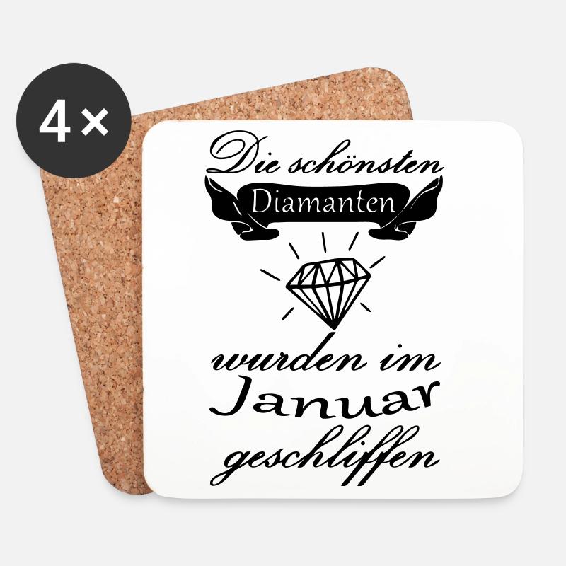 Januar Diamanten Geburtstag Geschenk Spruch - Untersetzer (4er-Set) - Weiß