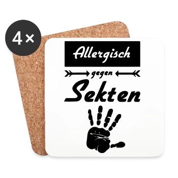 Allergisch gegen Sekten Geschenk - Untersetzer (4er-Set) - Weiß - Vorne