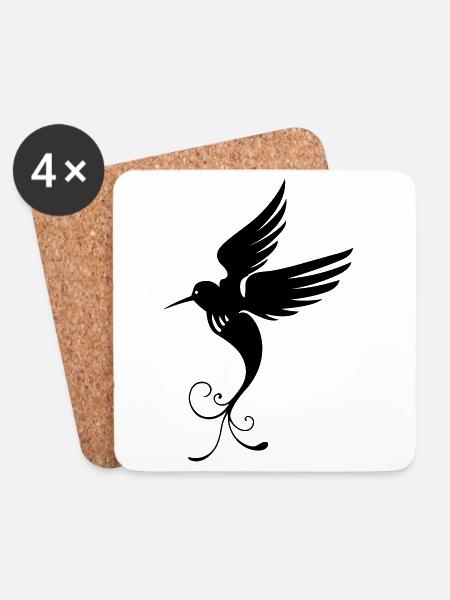 Kolibri (02) - Untersetzer (4er-Set) - Weiß