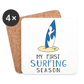 surfeur - Dessous de verre (lot de 4) - blanc - Devant