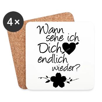 Wiedersehen Liebe, Spruch, Geschenk - Untersetzer (4er-Set) - Weiß - Vorne