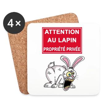 Attention au lapin blanc - Dessous de verre (lot de 4) - blanc - Devant