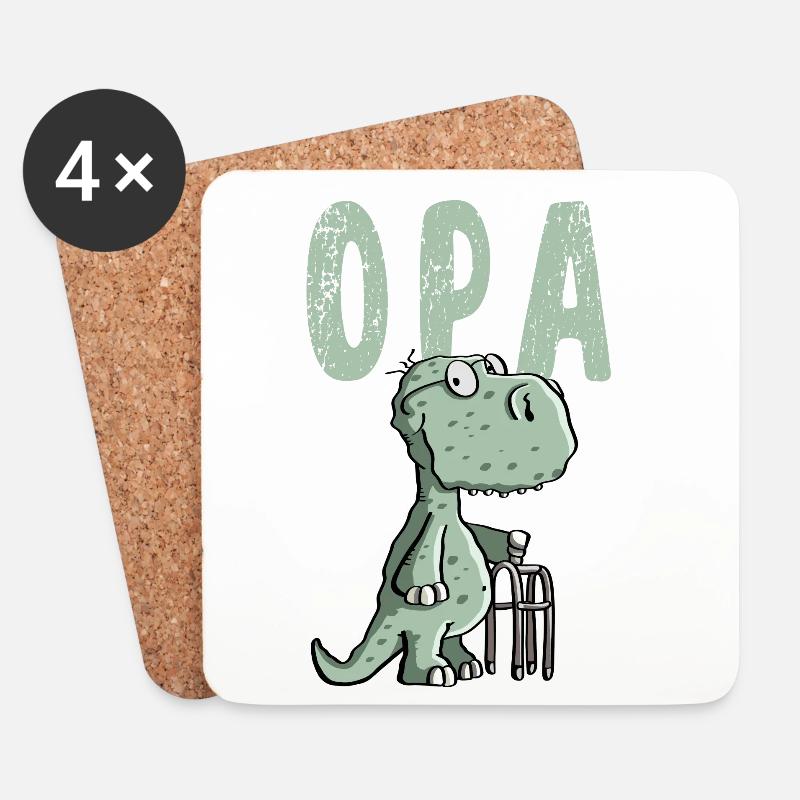 Opa Dinosaurier - Großvater - Geschenk - Untersetzer (4er-Set) - Weiß