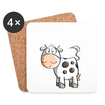 Little Mooo Cow - Cows - Comic - Coasters (set of 4) - white - Front