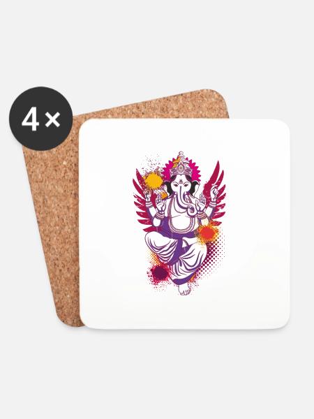 Ganesha colorful your god of luck - Coasters (set of 4) - white