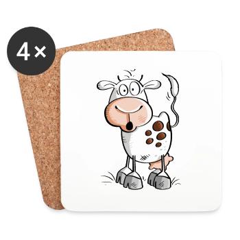Funny cartoon cow - cows - Coasters (set of 4) - white - Front