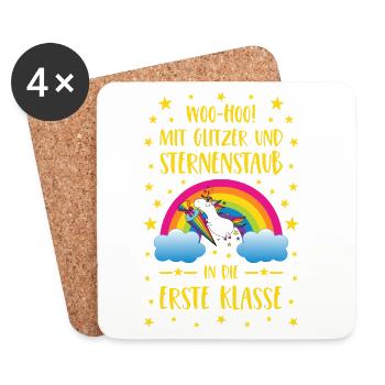 Einhorn Glitzer und Sternenstaub in Erste Klasse - Untersetzer (4er-Set) - Weiß - Vorne