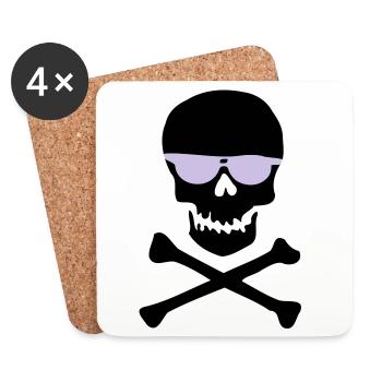 Piratl_mit_brille - Dessous de verre (lot de 4) - blanc - Devant