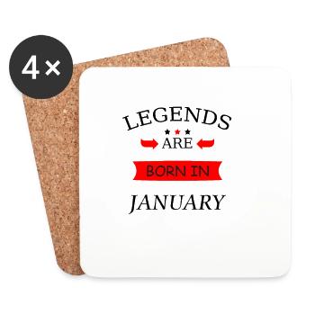 legends are born in january Geboren in Januar - Untersetzer (4er-Set) - Weiß - Vorne