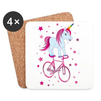 Cyclisme artistique, cyclisme artistique, cyclisme en salle, licorne - Dessous de verre (lot de 4) - blanc - Devant