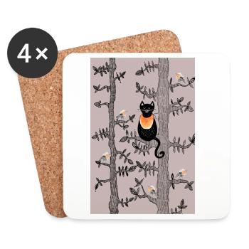 Cat & Robin Poster - Coasters (set of 4) - white - Front
