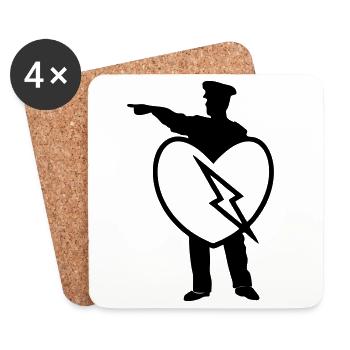 Police Heart Police Policier Love Heart Gift - Dessous de verre (lot de 4) - blanc - Devant