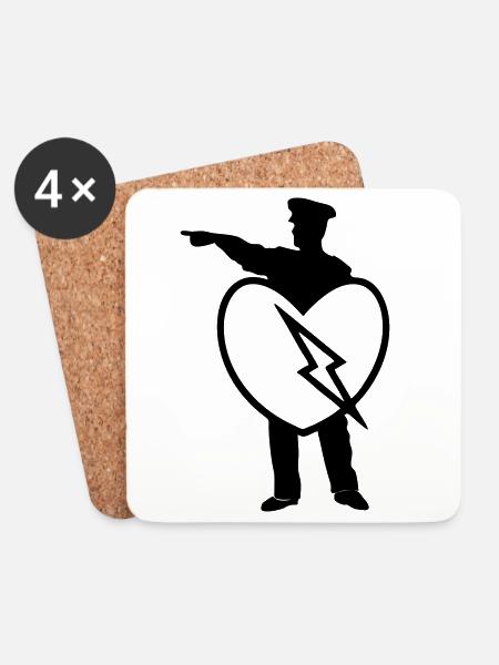 Police Heart Polizei Polizist Liebe Herz Geschenk - Untersetzer (4er-Set) - Weiß