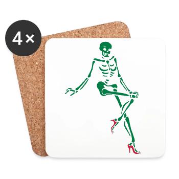 Pin up skeleton with high heels 2 - Coasters (set of 4) - white - Front