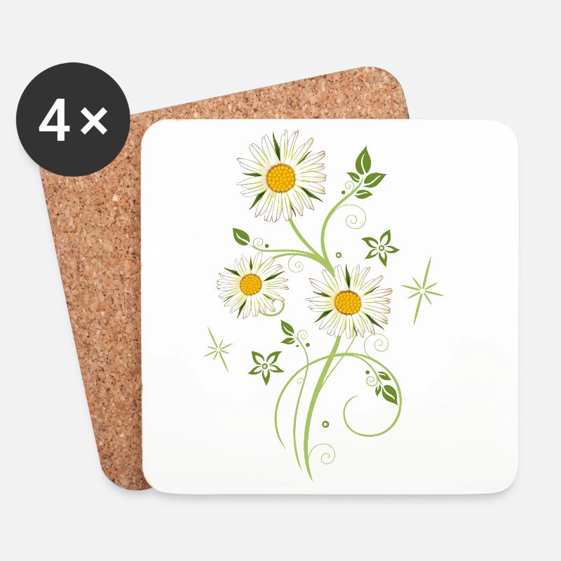 Margeriten Wildblumen Sommer - Untersetzer (4er-Set) - Weiß