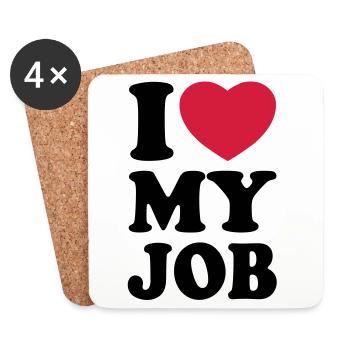 I love my job - Ich liebe meinen Job - Untersetzer (4er-Set) - Weiß - Vorne