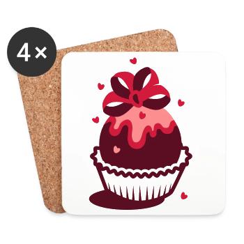 A small dotted heart - Coasters (set of 4) - white - Front