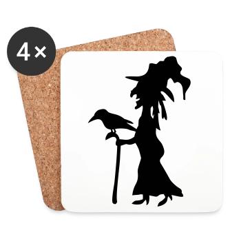 Abstrakte Hexen Silhouette - Untersetzer (4er-Set) - Weiß - Vorne