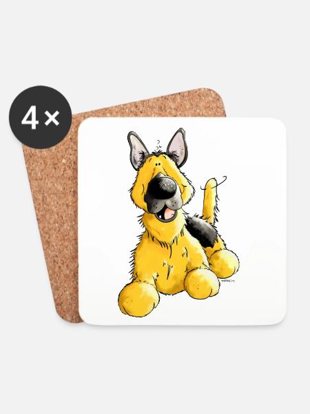 Deutscher Schäferhund - DSH - Hund - Untersetzer (4er-Set) - Weiß