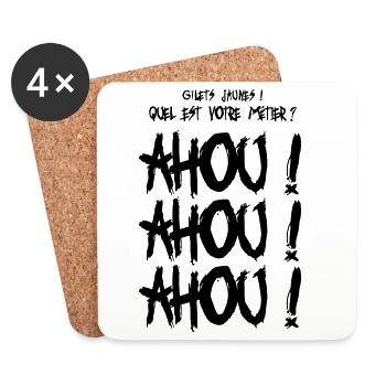 Gilets jaunes Ahou Ahou Ahou - Dessous de verre (lot de 4) - blanc - Devant
