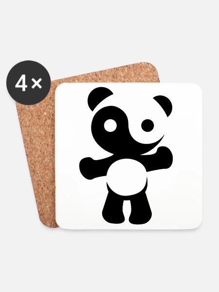 panda teddy yinyang - Untersetzer (4er-Set) - Weiß