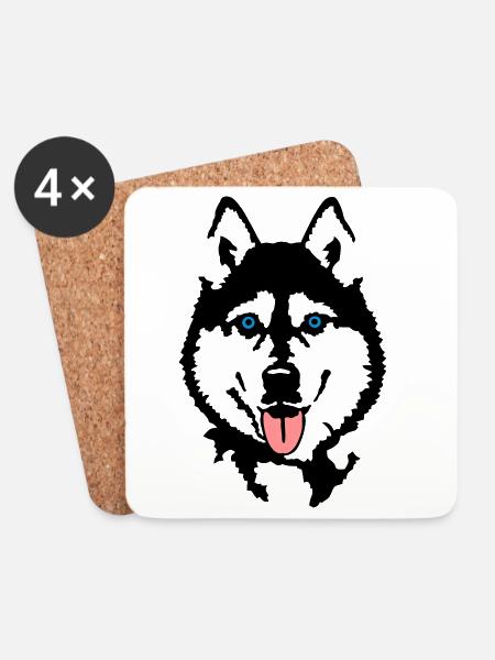 Husky - Untersetzer (4er-Set) - Weiß