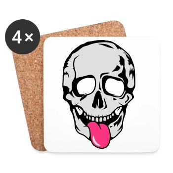 A skull stretched tongue out - Coasters (set of 4) - white - Front