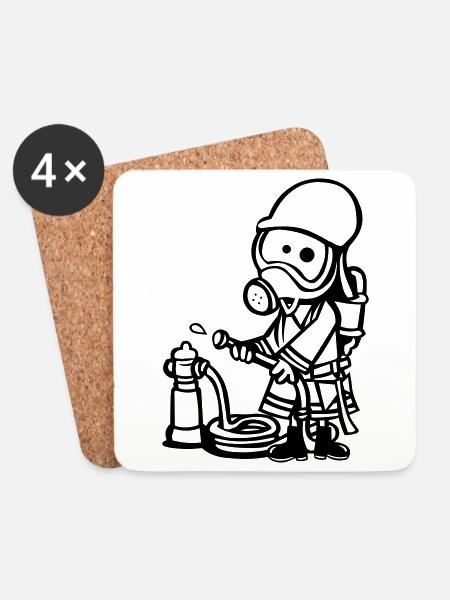 Fireman - Coasters (set of 4) - white