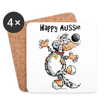 Happy Australian Shepherd - Coasters (set of 4) - white - Front