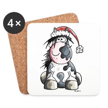 Weihnachtspferd - Untersetzer (4er-Set) - Weiß - Vorne